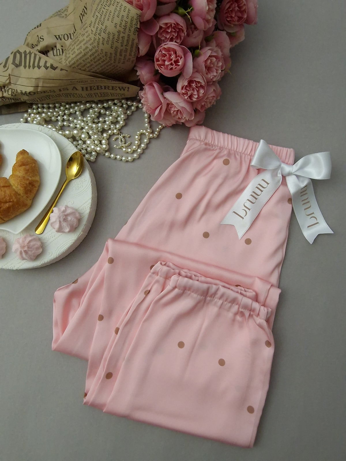 Peach pyžamkové nohavice